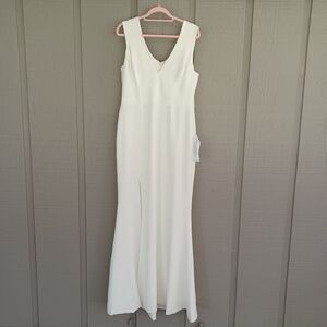 Dress The Population Women Sandra Trumpet Gown Size XXL Plunge Crepe Bridesmaid